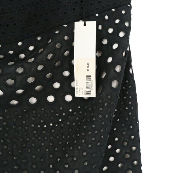 NWT Kimora Lee Simmons Eyelet Black White Asymmetrical Ruffle Hem Skirt 10 - Picture 8 of 9